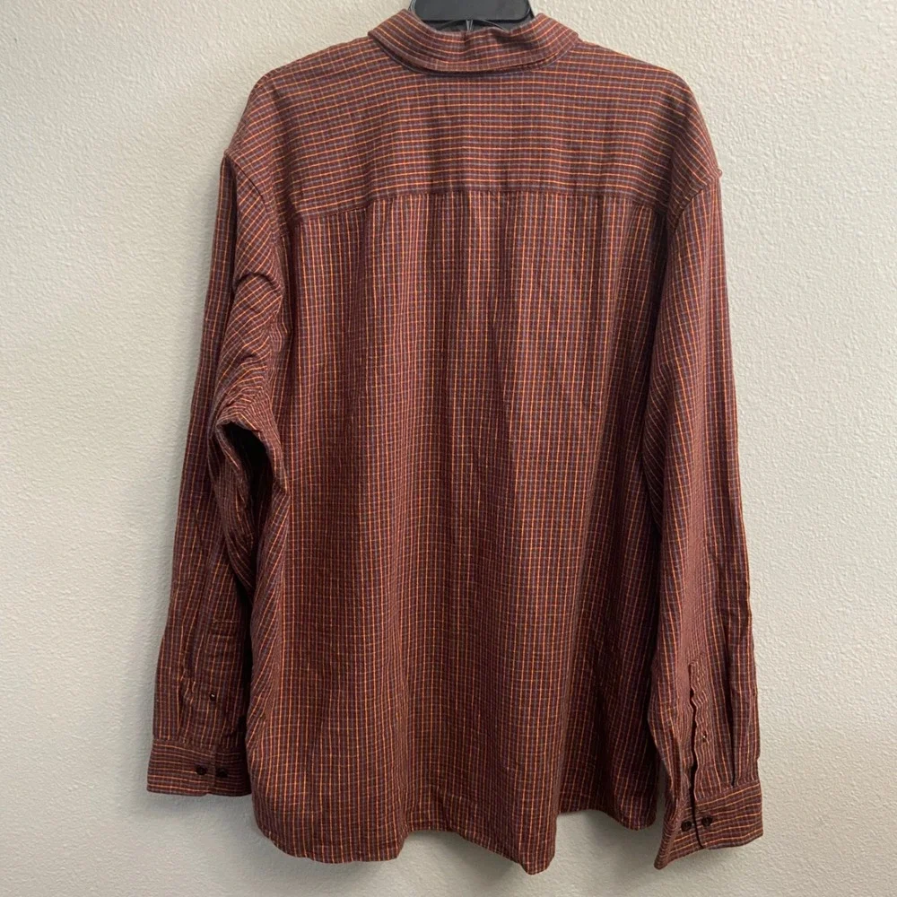 Banana Republic Mens XXL Rust Orange Plaid Flannel Button Down Shirt NEW
